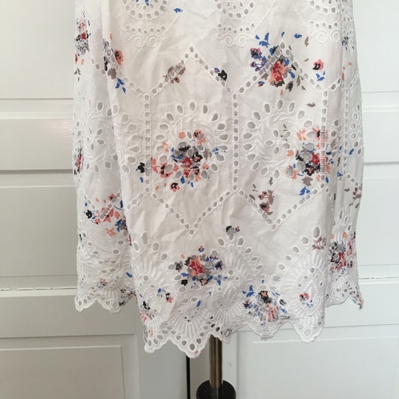 LOFT Cold Shoulder Eyelet Swing Dress Size S - Picture 4 of 7